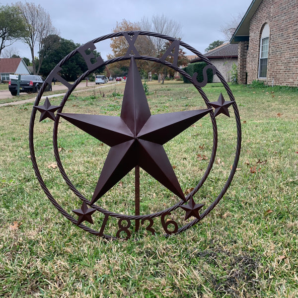 36" TEXAS 1836 BROWN BARN STAR METAL ART WESTERN HOME DECOR VINTAGE RUSTIC CRAFT ART