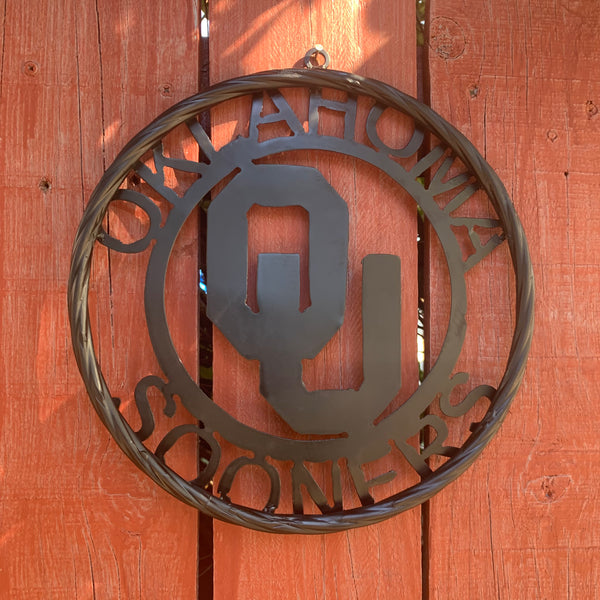 12", 18", 24", 32" OU OKLAHOMA SOONERS RUSTIC BLACK METAL CUSTOM VINTAGE CRAFT WALL ART TEAM SIGN HANDMADE