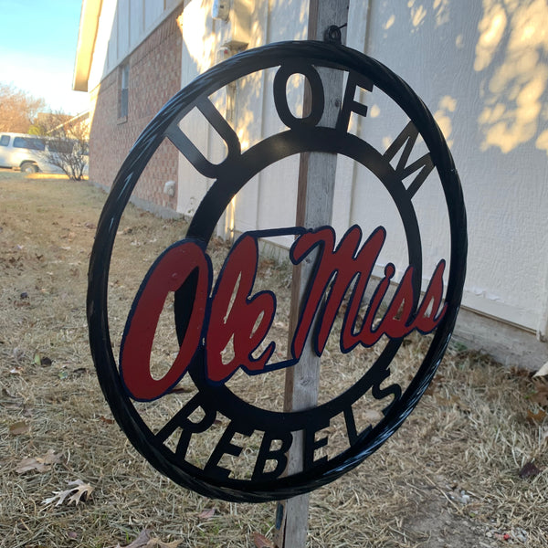 OLE MISS REBELS MISSISSIPPI METAL CUSTOM VINTAGE CRAFT TEAM SIGN HANDMADE