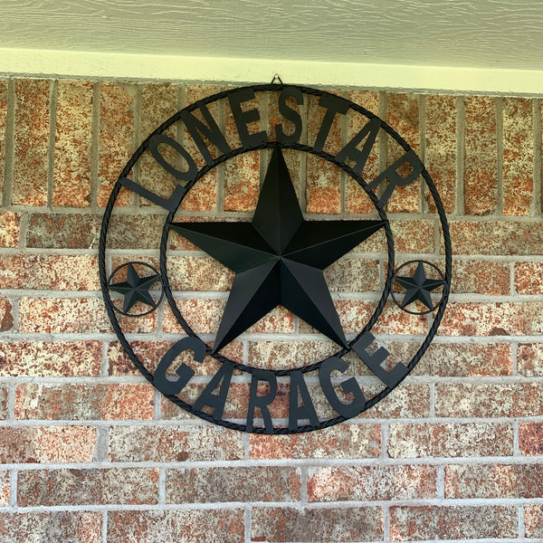 LONESTAR GARAGE STYLE CUSTOM BARN NAME STAR LONESTAR GARAGE METAL NAME BARN STAR WITH TWISTED ROPE RING 3d STAR ART WESTERN HOME DECOR RUSTIC BROWN