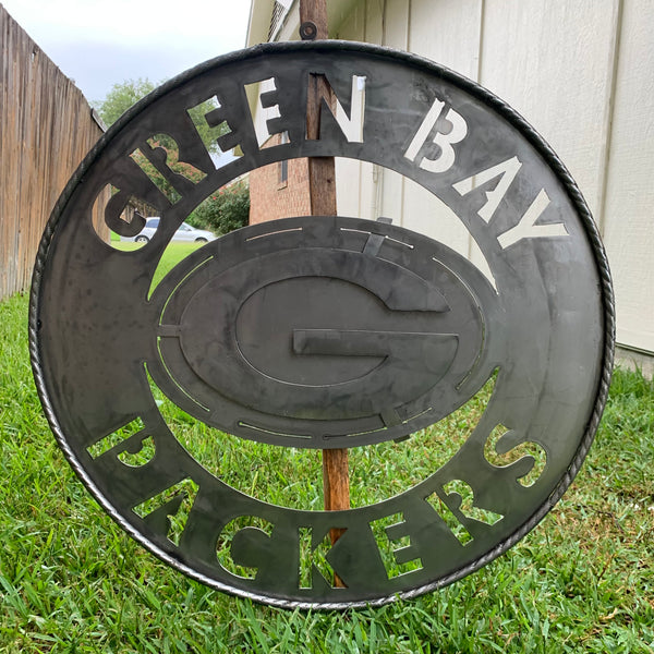 12",18",24",32",36" RAW METAL GREEN BAY PACKERS DISC CUSTOM METAL VINTAGE CRAFT TEAM SPORTS SIGN HANDMADE