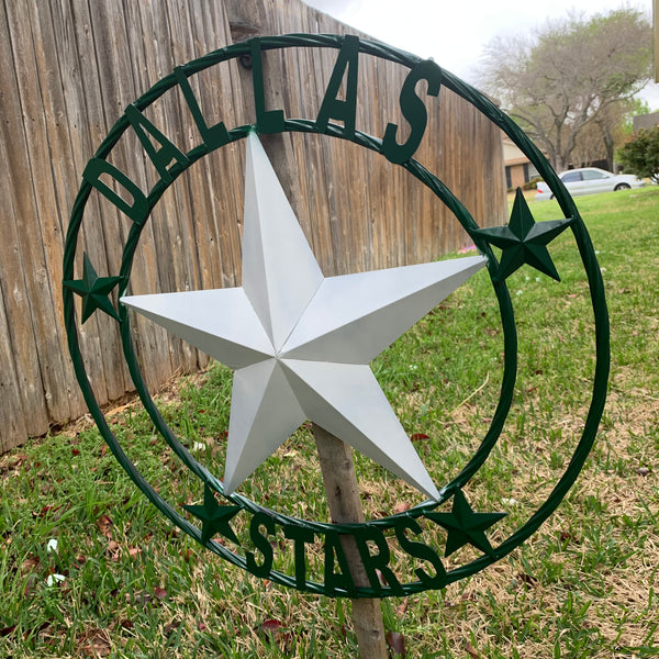 DALLAS STARS BARN LONE STAR METAL HOCKEY TEAM WESTERN HOME DECOR CRAFT RUSTIC GREEN & WHITE
