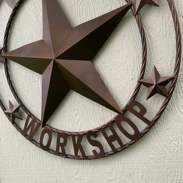 LOPEZ CUSTOM STAR NAME BARN METAL STAR 3d TWISTED ROPE RING WESTERN HOME DECOR RUSTIC  BRONZE HANDMADE 24",32",34",36",40",42",44",46",50"