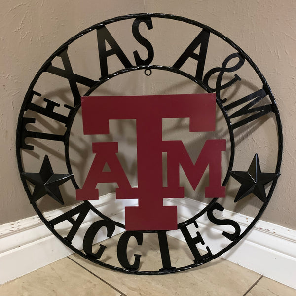 12", 18", 24", 32" TEXAS A&M AGGIES STARS METAL CUSTOM VINTAGE CRAFT WALL ART TEAM SIGN HANDMADE