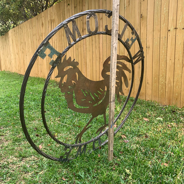 YOUR CUSTOM NAME ROOSTER LASERCUT RAW METAL ART WITH RING DESIGN WESTERN METAL ANIMAL ART HOME WALL DECOR BRAND NEW