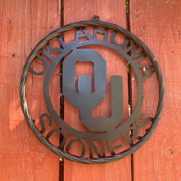 12", 18", 24", 32" OU OKLAHOMA SOONERS RUSTIC BLACK METAL CUSTOM VINTAGE CRAFT WALL ART TEAM SIGN HANDMADE