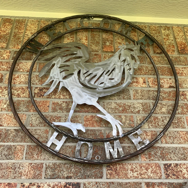 YOUR CUSTOM NAME ROOSTER LASERCUT RAW METAL ART WITH RING DESIGN WESTERN METAL ANIMAL ART HOME WALL DECOR BRAND NEW