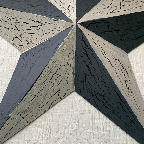 CRACKLE STYLE BEIGE & BLACK METAL BARN STAR METAL WALL ART WESTERN HOME DECOR RUSTIC NEW