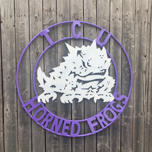 12",18",24",32",36" TCU HORNED FROGS CUSTOM METAL VINTAGE CRAFT TEAM SIGN HANDMADE