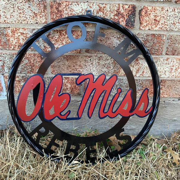 OLE MISS REBELS MISSISSIPPI METAL CUSTOM VINTAGE CRAFT TEAM SIGN HANDMADE