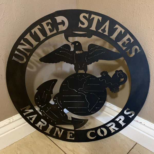 24" USA MARINE CORPS MILITARY LASERCUT BLACK CUSTOM VINTAGE METAL CRAFT WALL ART DECOR WESTERN HOME DECOR HANDMADE