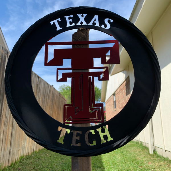 12", 18", 24", 32" TEXAS TECH WIDE BAND RING RED & BLACK CUSTOM METAL VINTAGE CRAFT TEAM SIGN