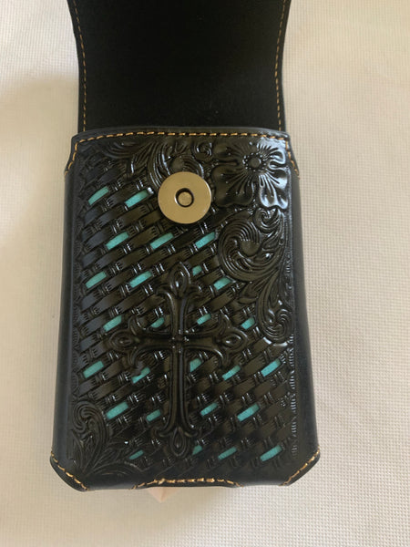 #LG_2006  7" PLAIN GENUINE LEATHER POUCH EXTRA LARGE  BELT LOOP HOLSTER CELL PHONE CASE UNIVERSAL OVERSIZE