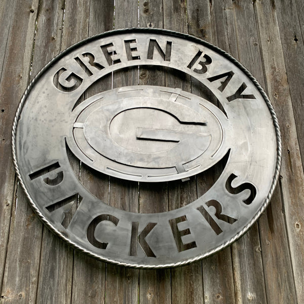 12",18",24",32",36" RAW METAL GREEN BAY PACKERS DISC CUSTOM METAL VINTAGE CRAFT TEAM SPORTS SIGN HANDMADE