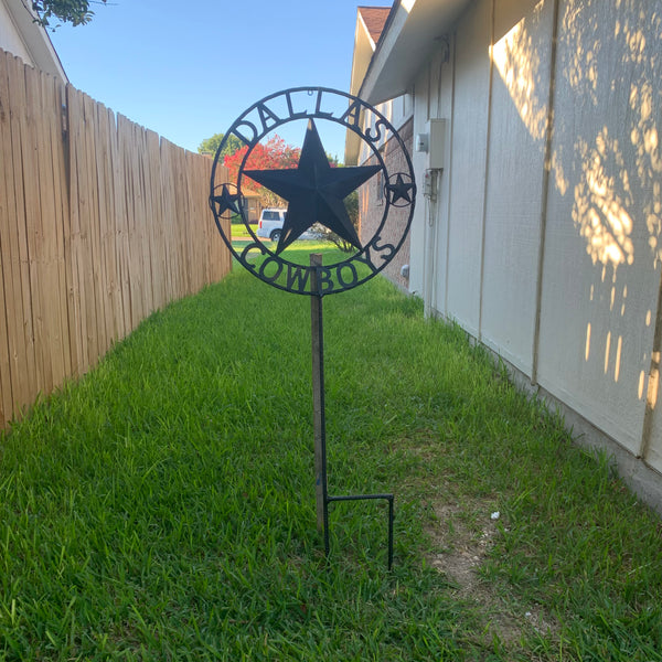 24" STAR & 34" STAKE DALLAS COWBOYS DECOR METAL ART WESTERN HOME WALL DECOR ALL RUSTIC BLACK STAR WITH 34" STAKE