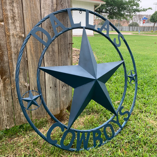 DALLAS COWBOYS NAVY BLUE BARN STAR METAL LONE STAR WESTERN HOME DECOR HANDMADE 24",32",36",40",42",44",46",50"