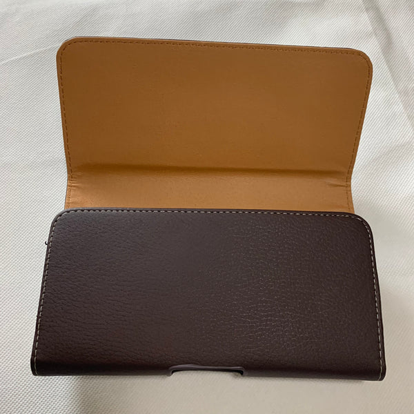 LU20 6.6" LUXMO COFFEE BROWN LEATHER EXTRA LARGE POUCH BELT LOOP HOLSTER CELL PHONE CASE UNIVERSAL OVERSIZE