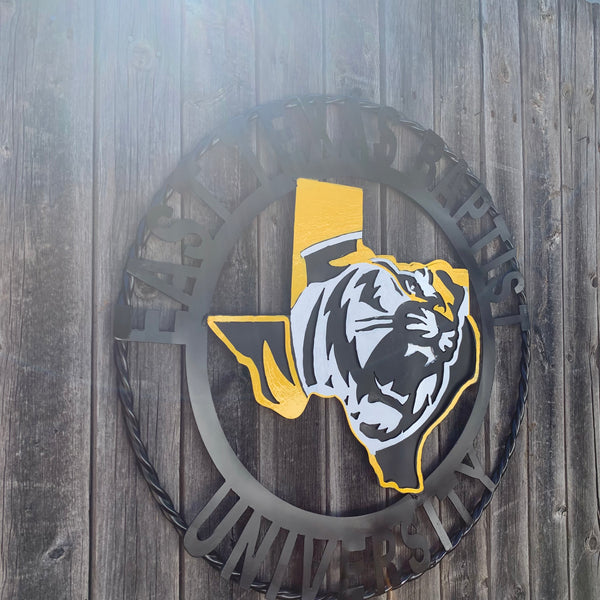 EAST TEXAS BAPTIST UNIVERSITY METAL CUSTOM VINTAGE CRAFT SIGN WALL ART TEAM HANDMADE