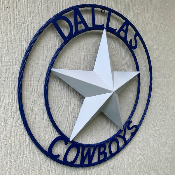 DALLAS COWBOYS STAR METAL BARN LONE STAR WESTERN HOME DECOR BLUE & WHITE STAR, SIZE:24",32",36",40",42",44",46",50"