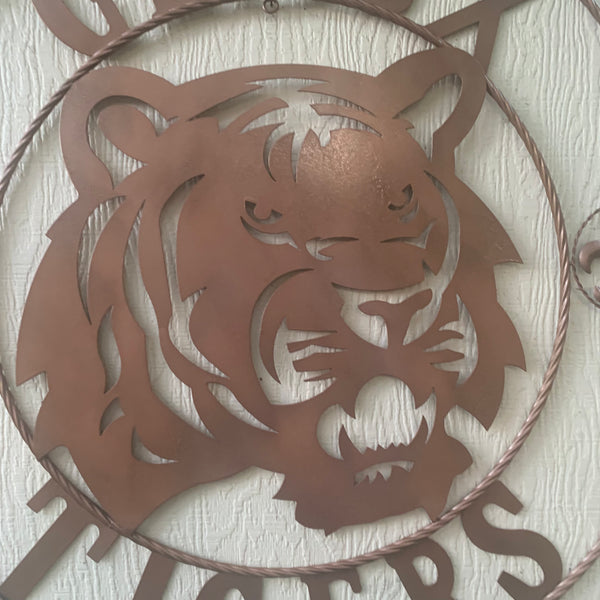 12",18", 24", 32", 36" GEAUX TIGERS HAMMERED COPPER CUSTOM METAL VINTAGE CRAFT SIGN TEAM HANDMADE