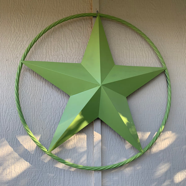 APPLE GREEN BARN STAR METAL LONESTAR TWISTED ROPE RING WESTERN HOME DECOR HANDMADE #EH10836