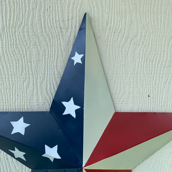 12",16",24",30",36" USA AMERICAN FLAG STAR STYLE #1 RED WHITE & BLUE METAL BARN STAR WALL ART HANDMADE STYLE# 1