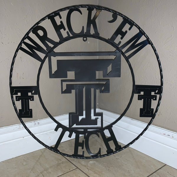 12", 18", 24", 32" WRECKEM TEXAS TECH METAL CUSTOM VINTAGE CRAFT TEAM SIGN HANDMADE