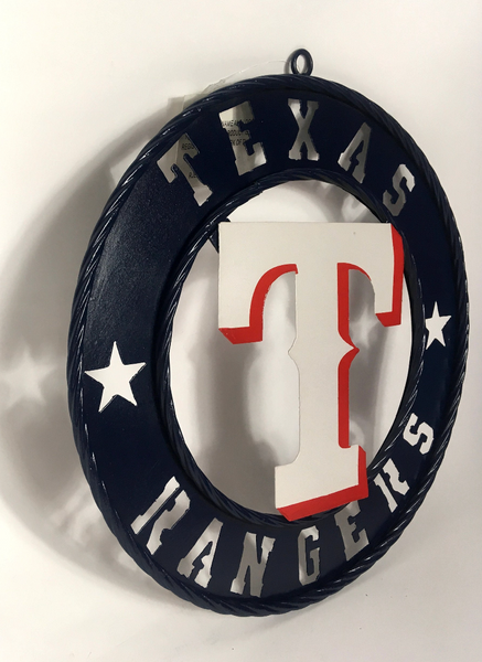 #EH11296 TEXAS RANGERS 12",18",24",32" WIDE BAND RING CUSTOM METAL VINTAGE CRAFT SIGN TEAM HANDMADE