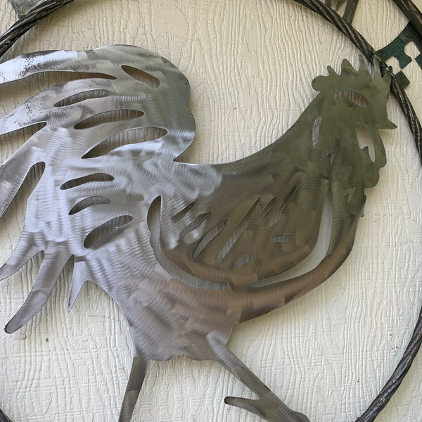 YOUR CUSTOM NAME ROOSTER LASERCUT RAW METAL ART WITH RING DESIGN WESTERN METAL ANIMAL ART HOME WALL DECOR BRAND NEW