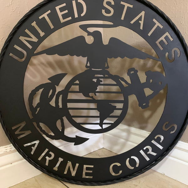 #EH10866 US MARINE CORPS 18",24",32" MILITARY LASERCUT CUSTOM BLACK METAL VINTAGE CRAFT SIGN WESTERN HOME DECOR HANDMADE
