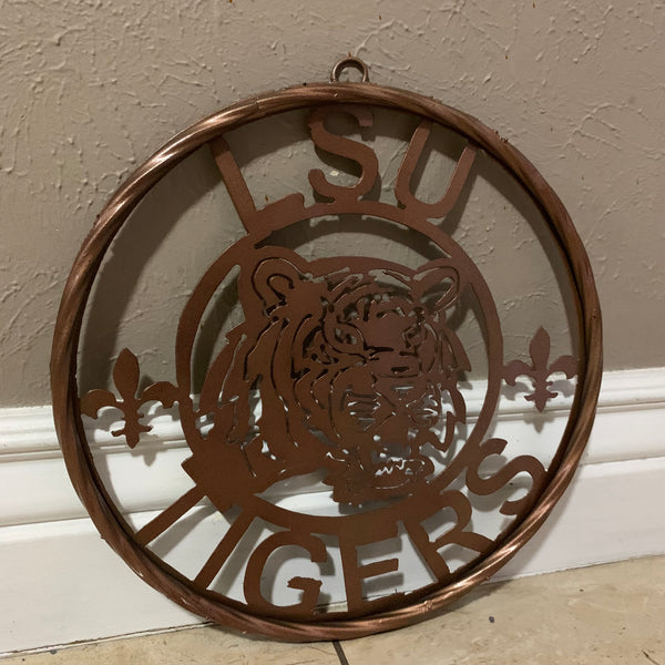 12" LSU TIGERS CUSTOM METAL VINTAGE CRAFT WESTERN HOME DECOR NEW
