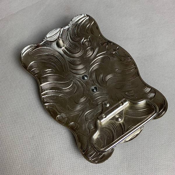 4.5" X 3.5" RODEO BELT BUCKLE BLACK SILVER & GOLD WESTERN BUCKLE FASHION ART NEW #EH12269