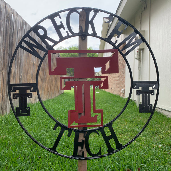 12", 18", 24", 32" WRECKEM TEXAS TECH METAL CUSTOM VINTAGE CRAFT TEAM SIGN HANDMADE