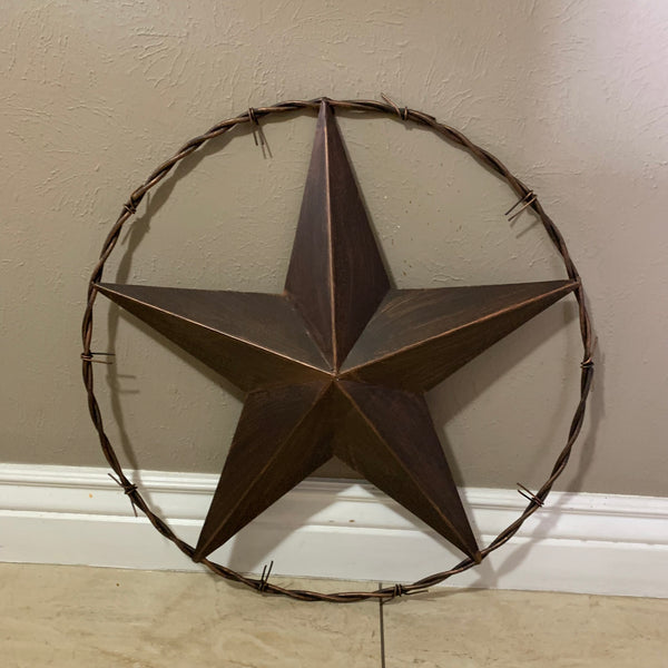 24" BARBWIRE TWISTED RING METAL WALL ART WESTERN HOME DECOR RUSTIC BRONZE COPPER #A10024
