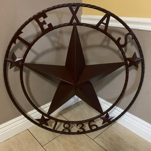 36" TEXAS 1836 BROWN BARN STAR METAL ART WESTERN HOME DECOR VINTAGE RUSTIC CRAFT ART