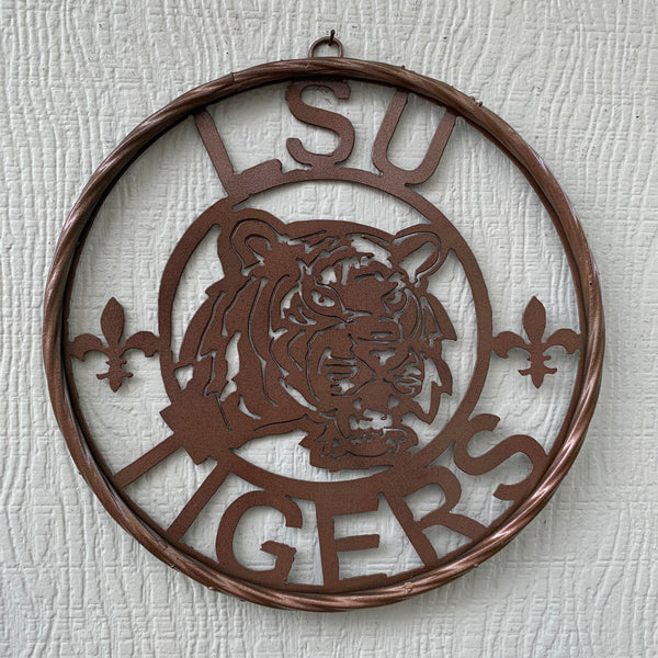 12" LSU TIGERS CUSTOM METAL VINTAGE CRAFT WESTERN HOME DECOR NEW