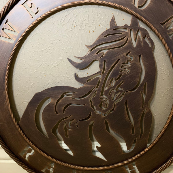 23" WELCOME RANCH HORSE METAL WALL DECOR WESTERN HOME DECOR HANDMADE NEW