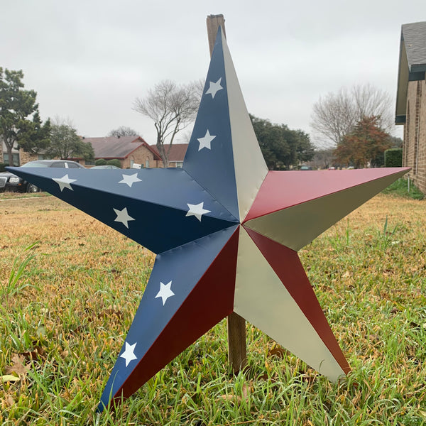 12",16",24",30",36" USA AMERICAN FLAG STAR STYLE #1 RED WHITE & BLUE METAL BARN STAR WALL ART HANDMADE STYLE# 1