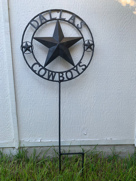 24" STAR & 34" STAKE DALLAS COWBOYS DECOR METAL ART WESTERN HOME WALL DECOR ALL RUSTIC BLACK STAR WITH 34" STAKE