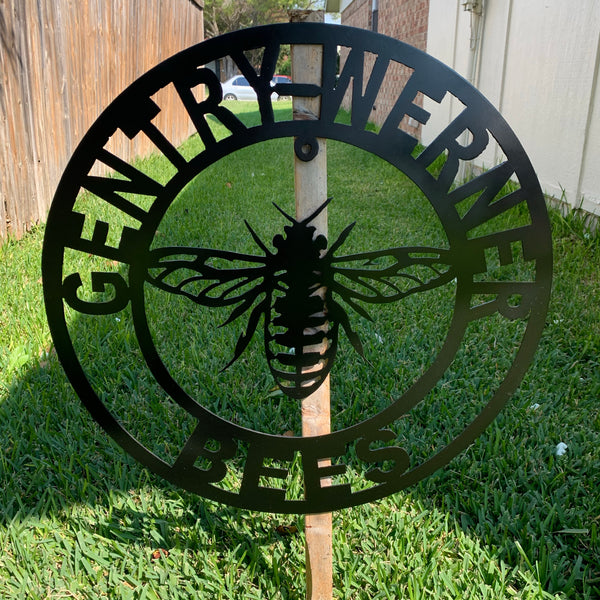 #EH10491 CUSTOM NAME BEE LASERCUT CUSTOM METAL VINTAGE CRAFT SIGN WESTERN HOME DECOR HANDMADE