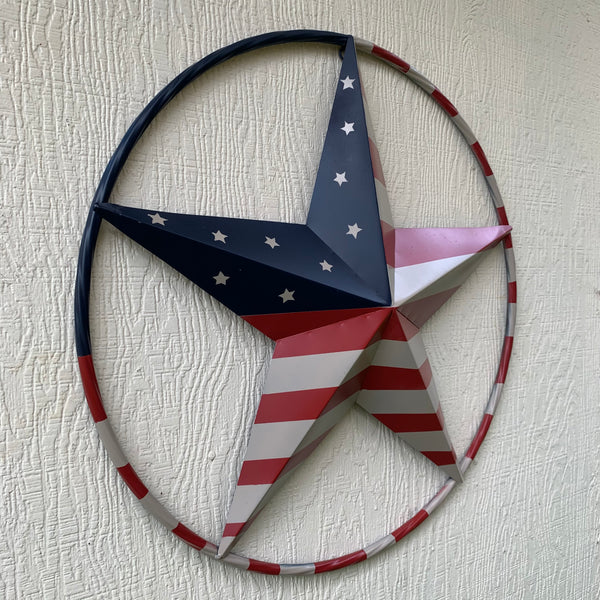 AMERICAN USA FLAG BARN STAR METAL RED BEIGE BLUE STAR 12",16",24",32"36",38",40",48