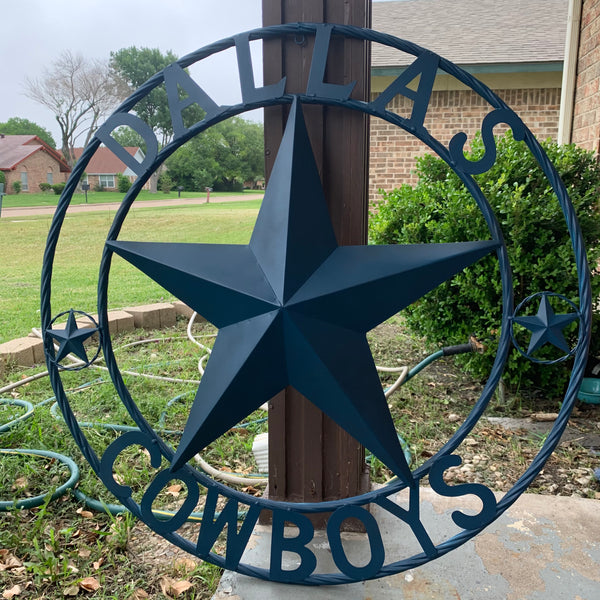 DALLAS COWBOYS NAVY BLUE BARN STAR METAL LONE STAR WESTERN HOME DECOR HANDMADE 24",32",36",40",42",44",46",50"