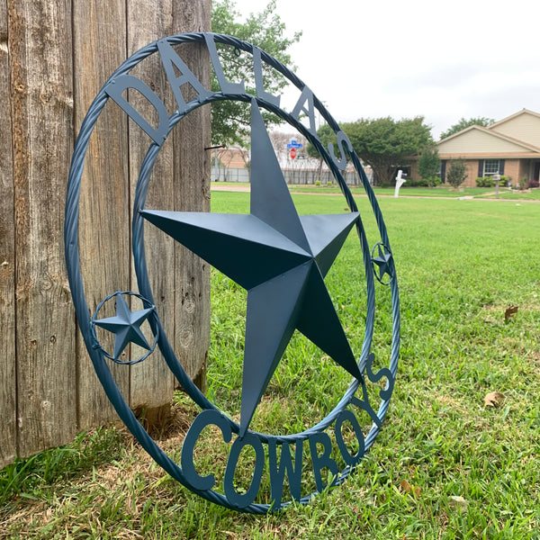 DALLAS COWBOYS NAVY BLUE BARN STAR METAL LONE STAR WESTERN HOME DECOR HANDMADE 24",32",36",40",42",44",46",50"