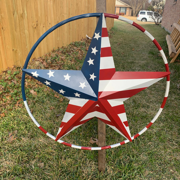 PEACE STAR SIGN METAL RED WHT BLUE STAR WESTERN HOME DECOR HANDMADE 12",16",24",32"36",38",40",48"