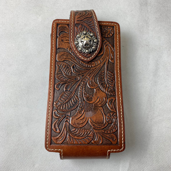 #WS341F 7" LONE STAR COFEE BROWN LEATHER POUCH EXTRA LARGE  BELT LOOP HOLSTER CELL PHONE CASE UNIVERSAL OVERSIZE--FREE SHIPPING