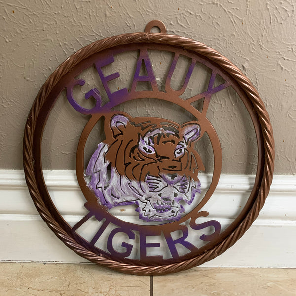 12",18",24",32" GEAUX TIGERS CUSTOM VINTAGE METAL CRAFT TEAM WALL ART HANDMADE