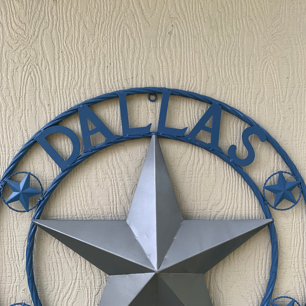 DALLAS COWBOYS LIGHT BLUE & SILVER DECOR METAL ART WESTERN HOME WALL DECOR SIZE:24",32",36",40",42",44",46",50"