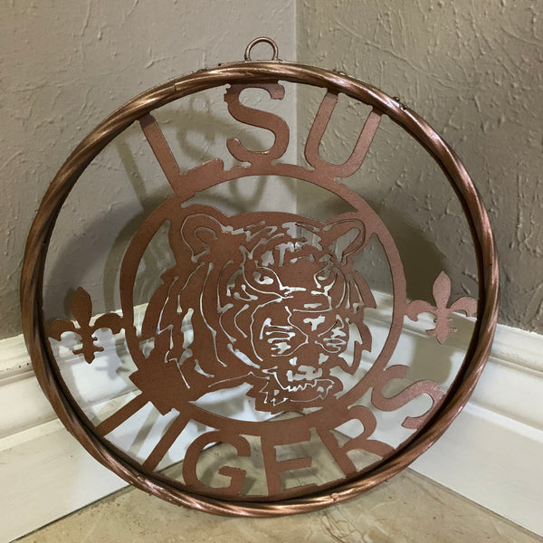 12" LSU TIGERS CUSTOM METAL VINTAGE CRAFT WESTERN HOME DECOR NEW