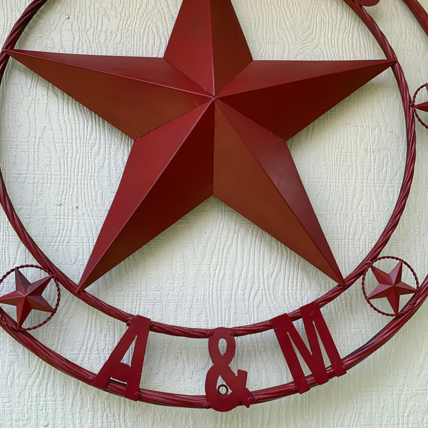 TEXAS A&M BURGUNDY RED BARN LONE STAR METAL CUSTOM VINTAGE CRAFT TEAM STAR WESTERN HOME DECOR HANDMADE SIZE:24",32",36",40",42",44",46",50"