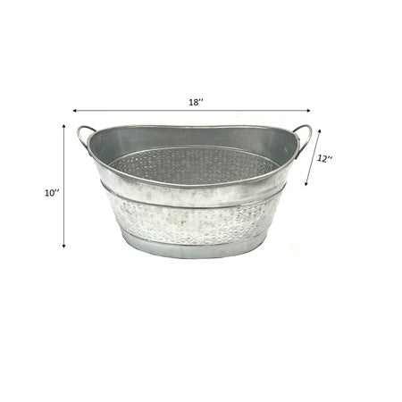 18" GALV. BOAT TUB BUCKET METAL BUCKET WESTERN HOME DECOR NEW #EH12501